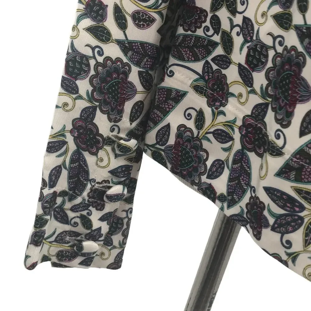 J. Crew Ivory Jungle Floral Drapey Boatneck Top